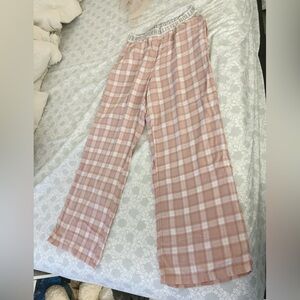 Hollister Pink and White Plaid Pants